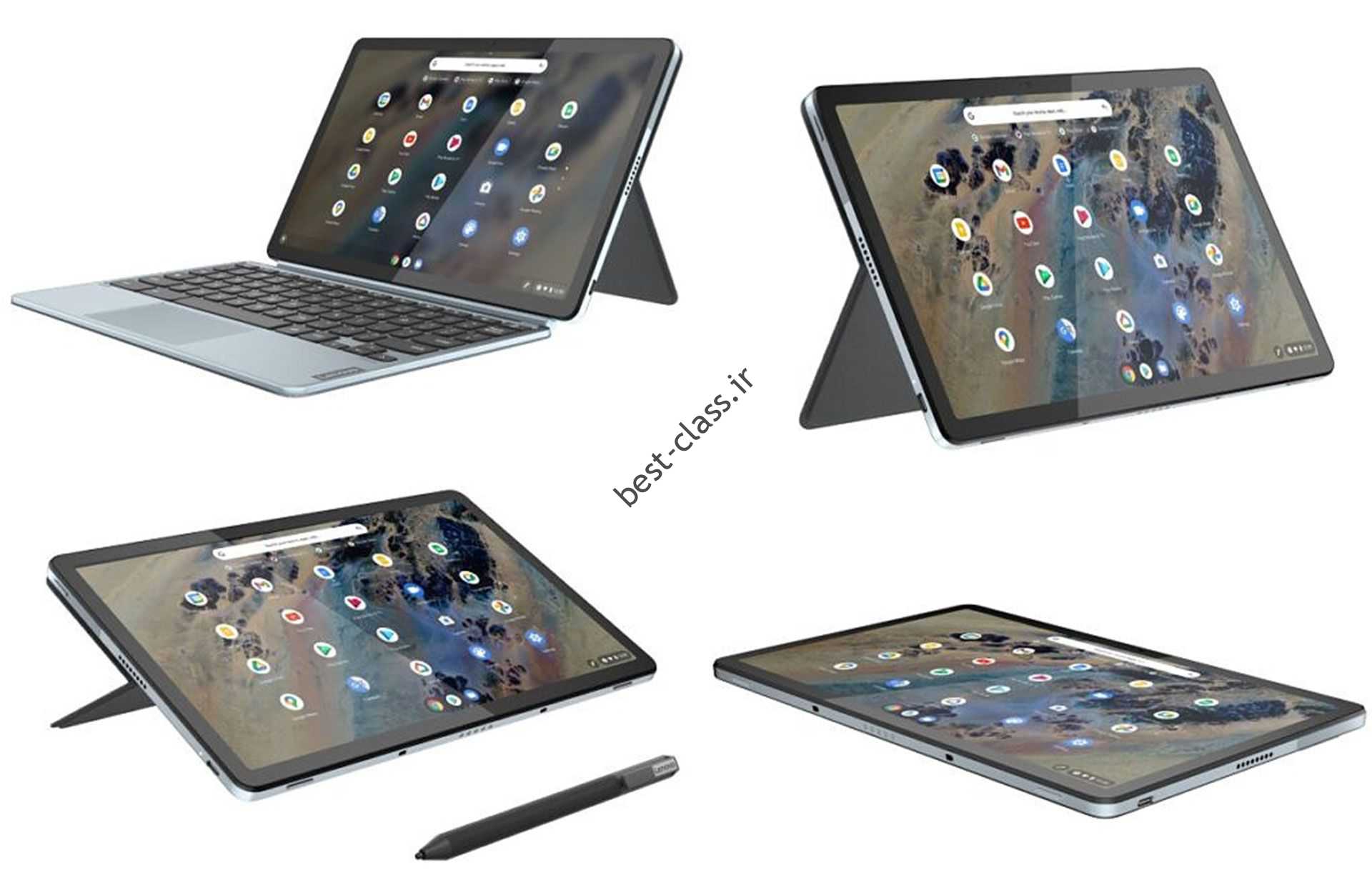 Lenovo IdeaPad Flex 3i Chromebook در حالت ها و زوایای مختلف با قلم